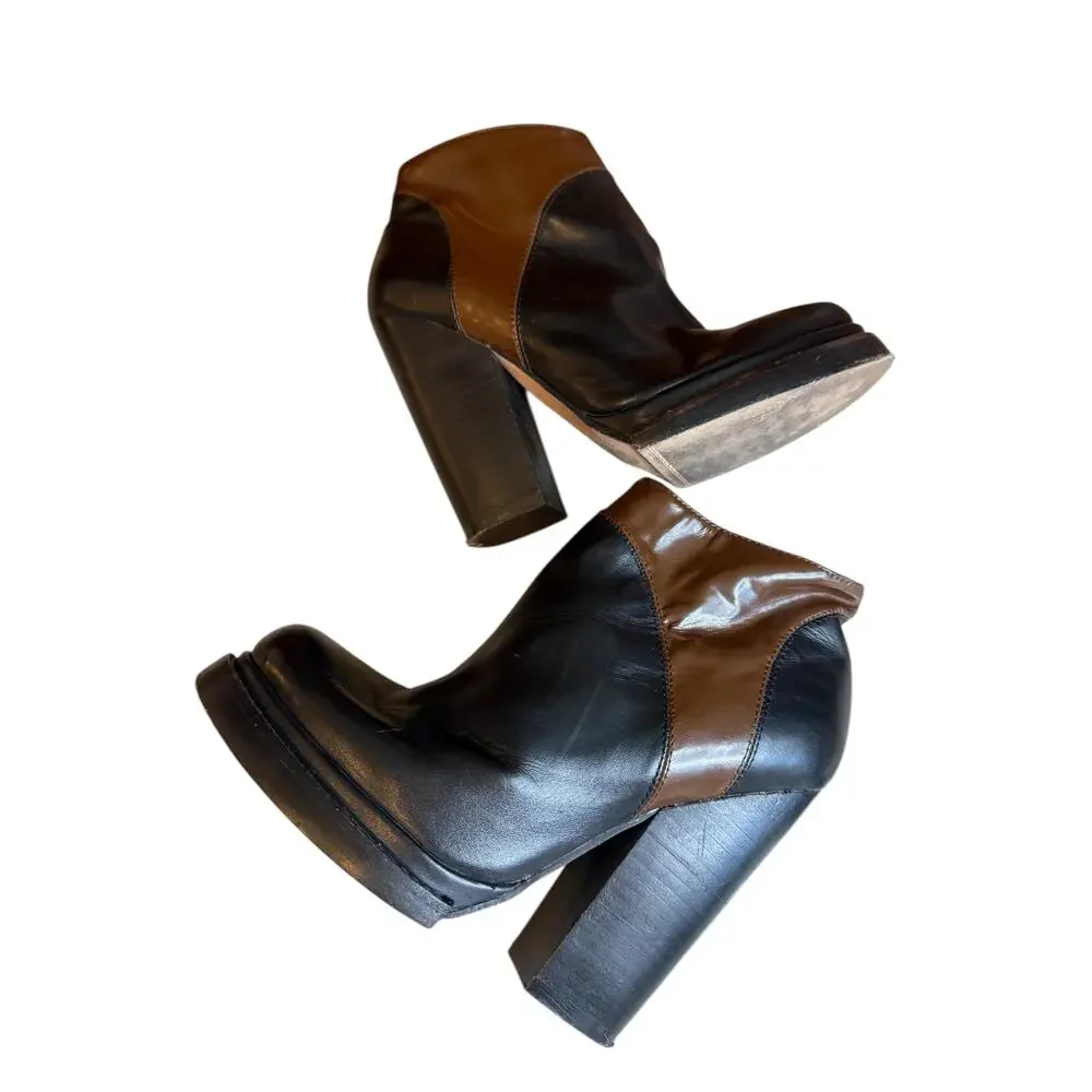 Aldo Faelora Pillow Walk Platform Heeled Ankle Boots Black Brown 6.5